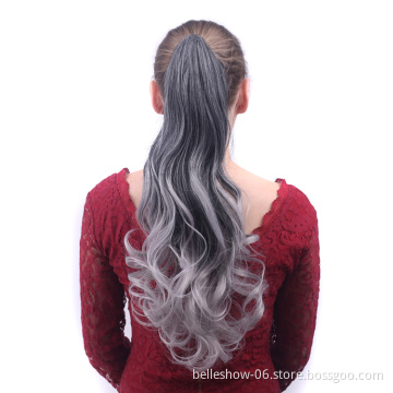 Hot sell clip-in ponytail extensions synthetic hair Afro kinky ombre  curly ponytail Drawstring ponytail for women